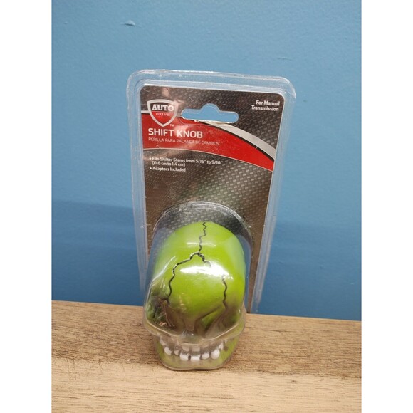SKULL SHIFTER KNOB NEW AUTO DRIVE GREEN ALUMINUM 2013 FITS 5/16 TO 9/16" - Picture 2 of 4